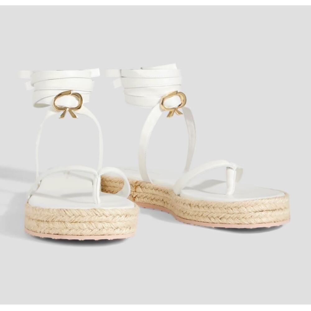 NWOB GIANVITO ROSSI Ribbon Beachclub leather espadrille sandals sz. 39EU/8.5US